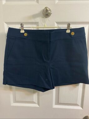 Loft Shorts The Riviera Navy Blue Womens Size 10 Marisa Button Tab Waist Accent